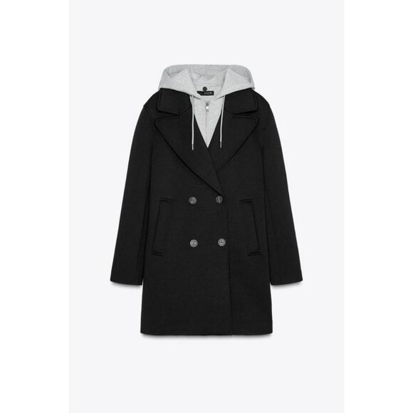 ZARA COAT WITH COMBINED HOODIE - Picture 1 of 7